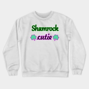 Shamrock Cutie Green and Pink Graphic Design Crewneck Sweatshirt